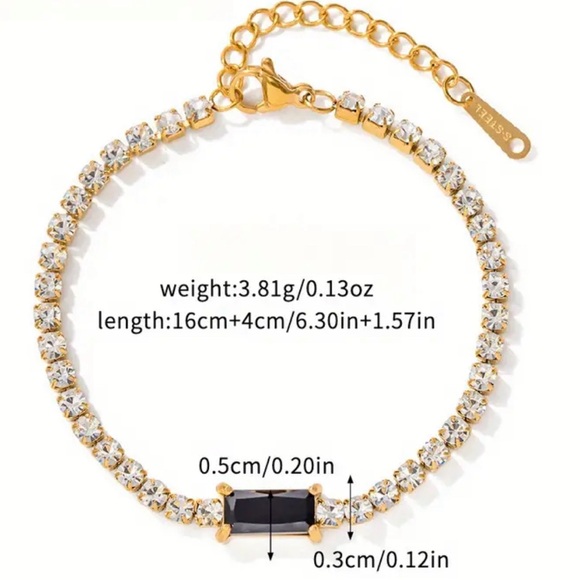 18K Golden Plated Stainless Steel Bracelet with Rectangular zirconia - Picture 3 of 3